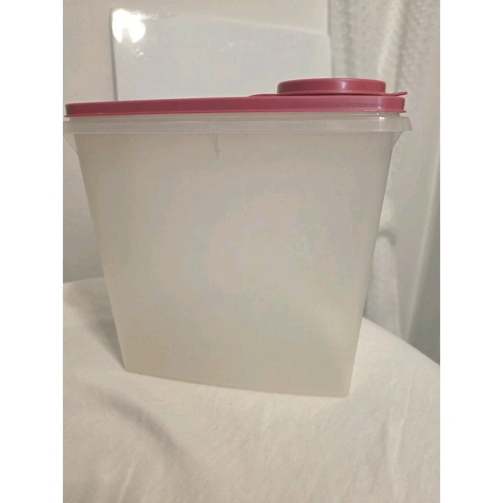 Vintage Tupperware 469-15 Clear Storage Container w/471-4 Flip Lid In Rose